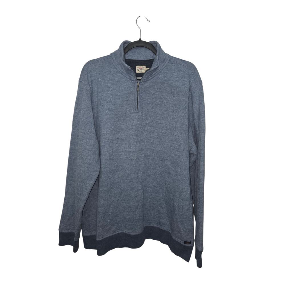 FAHERTY 1/4 Quarter Zip Pullover Sweater Mens Size XXL Organic Soft Blue